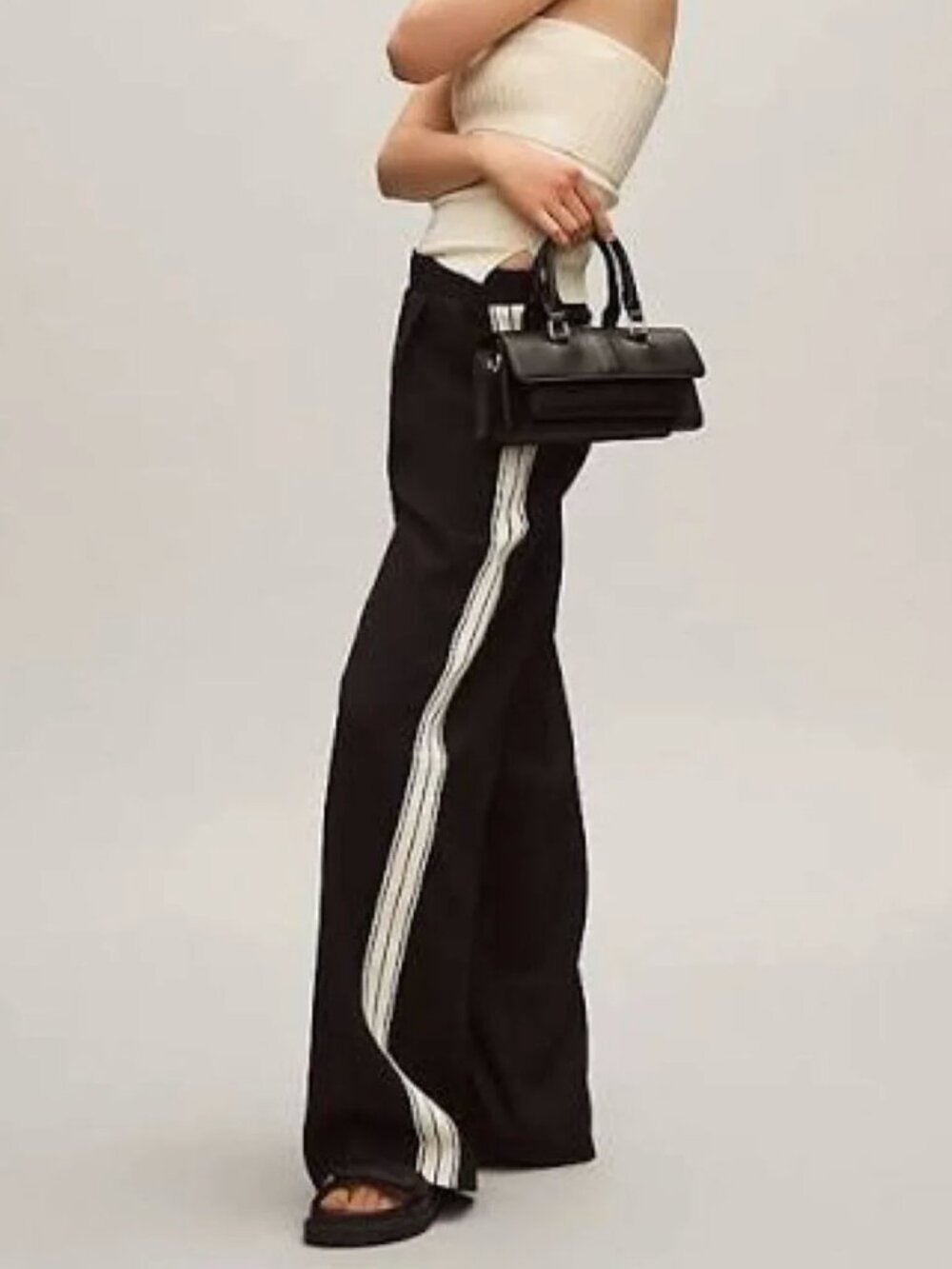 Bishop + Young Black Wide Leg Pull On Pants Size L